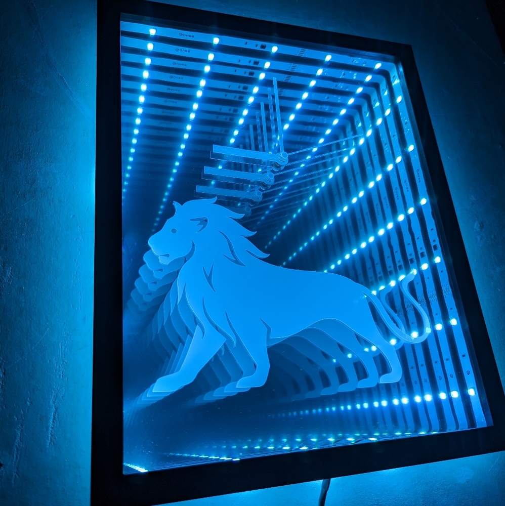 Leo Zodiac LED Infinity Mirror Wall Clock Modern Art Birth Sign Astrology